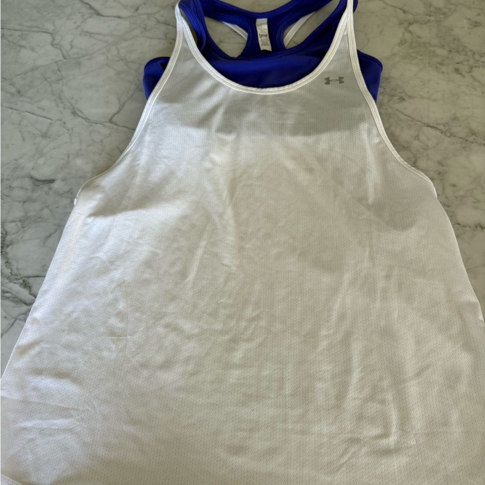 Under Armour White and Blue sports Tank Top